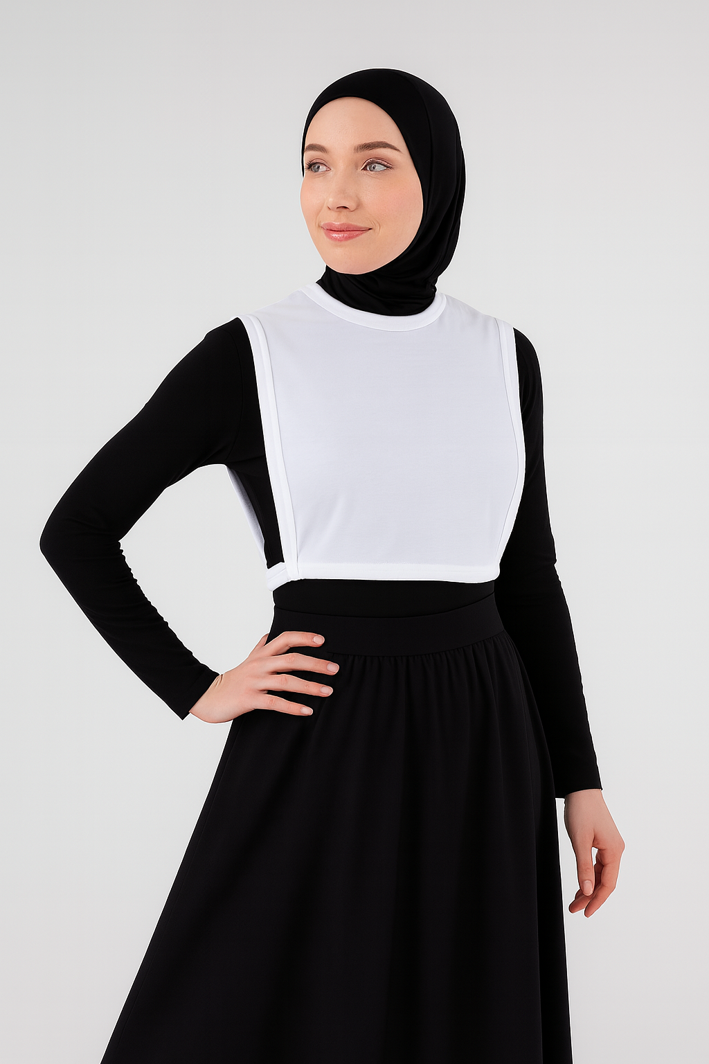 Sıfır Yaka Kolsuz Boyunluk - Beyaz