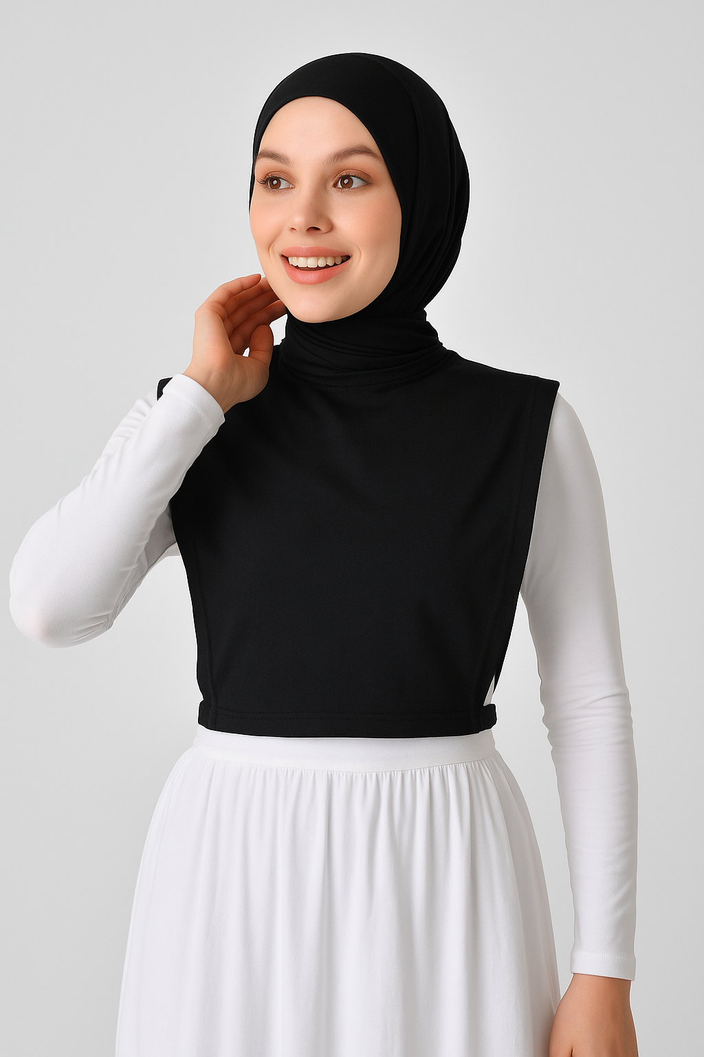 Sıfır Yaka Kolsuz Boyunluk - Siyah
