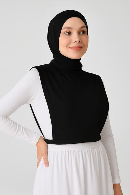 Sıfır Yaka Kolsuz Boyunluk - Siyah