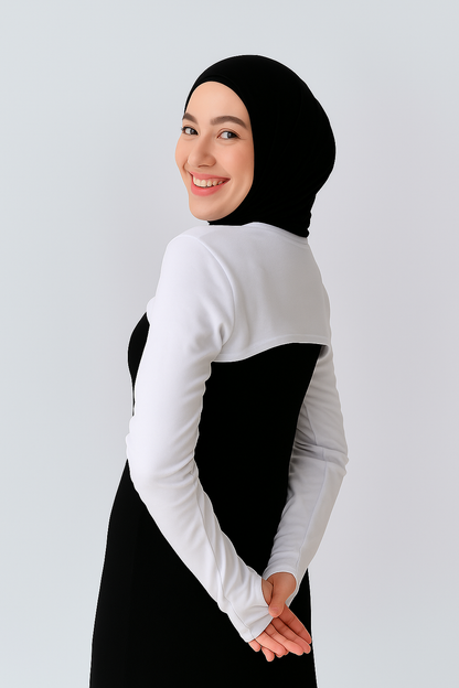 Sıfır Yaka Parmaklı Boyunluklu Kolluk - Beyaz