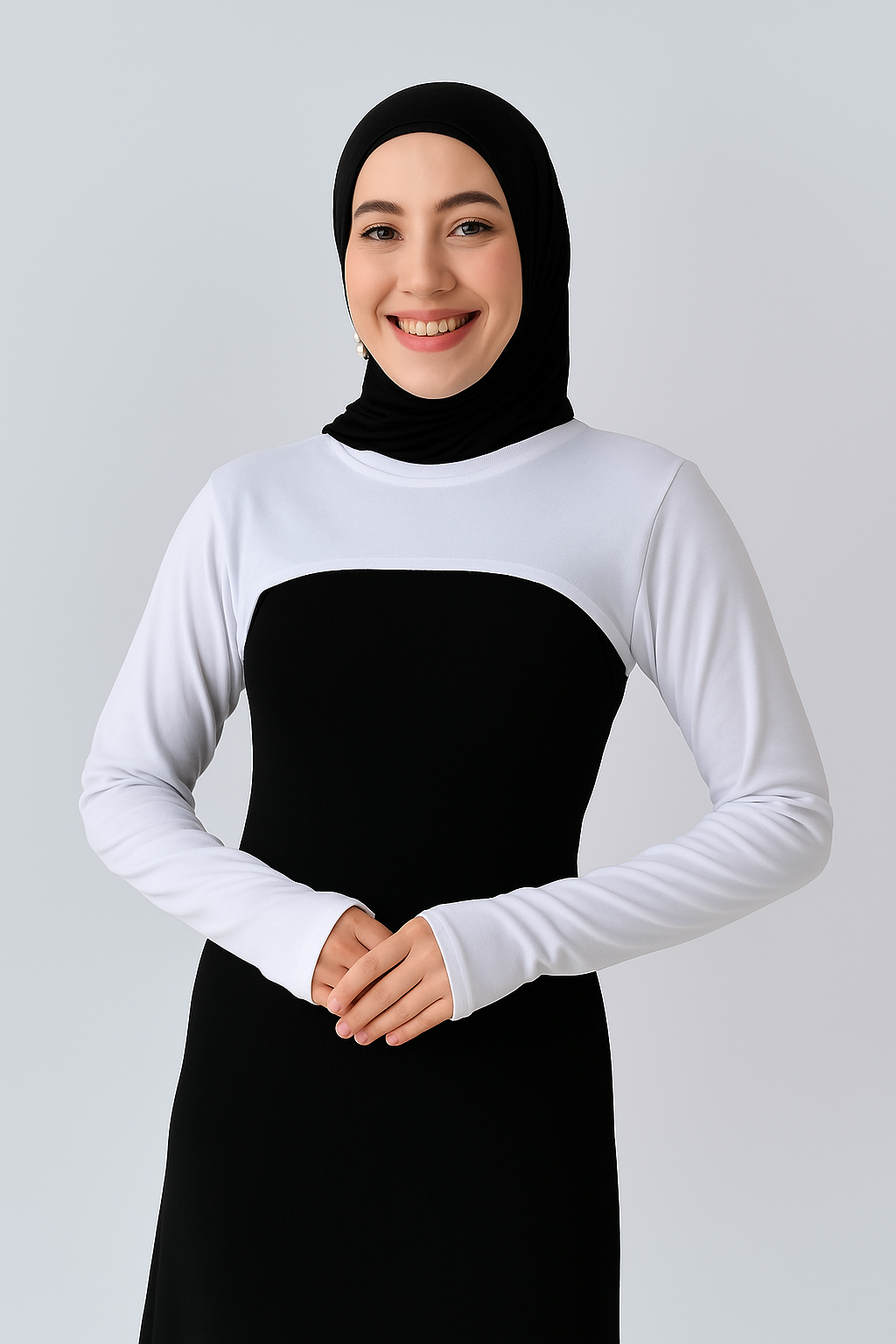 Sıfır Yaka Parmaklı Boyunluklu Kolluk - Beyaz