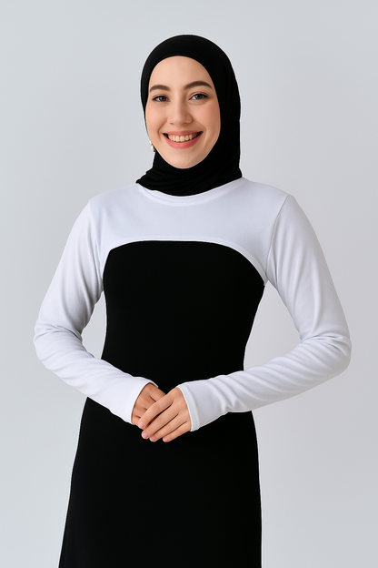 Sıfır Yaka Parmaklı Boyunluklu Kolluk - Beyaz