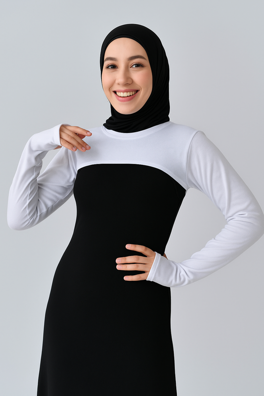 Sıfır Yaka Parmaklı Boyunluklu Kolluk - Beyaz