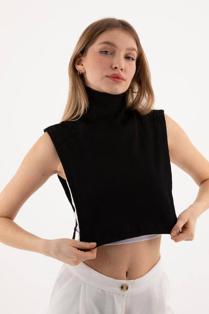 طوق رقبة مضلع مغطى بالكامل للصيادين - أسود