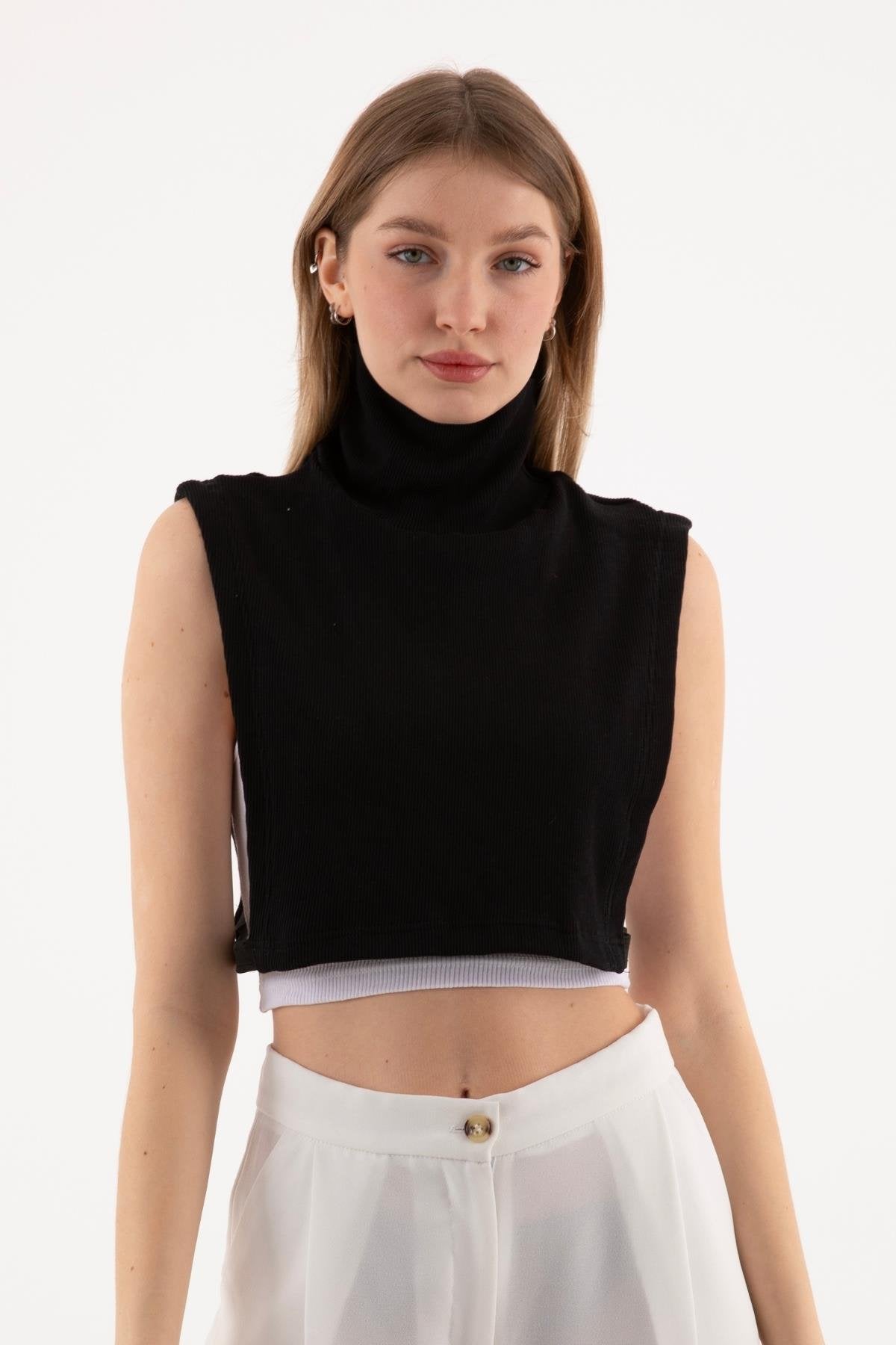 طوق رقبة مضلع مغطى بالكامل للصيادين - أسود