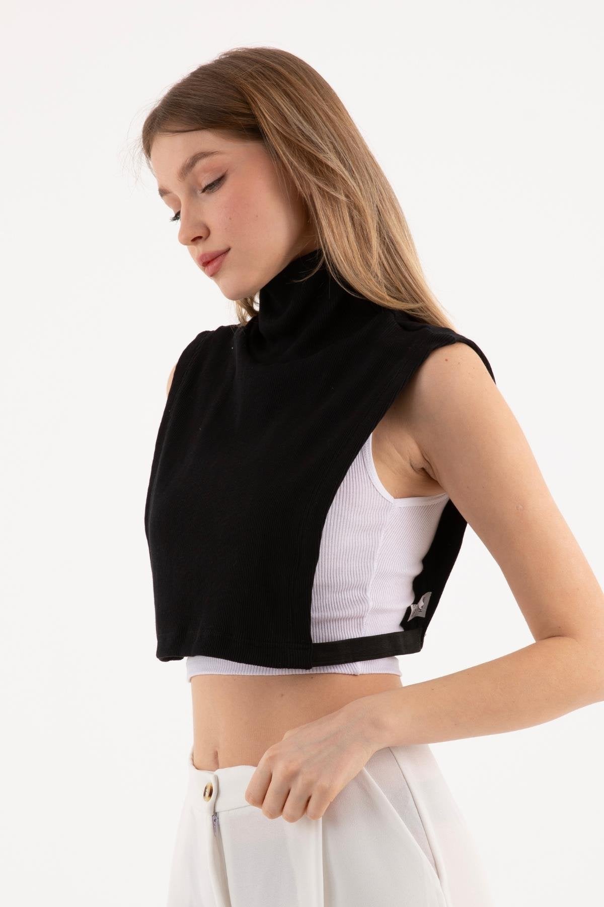 طوق رقبة مضلع مغطى بالكامل للصيادين - أسود