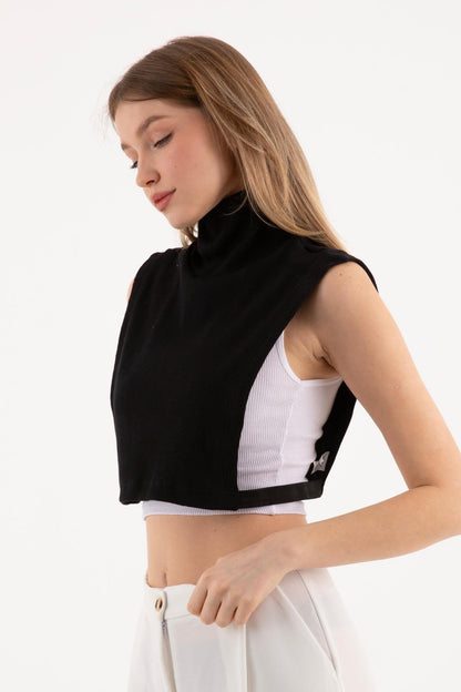 طوق رقبة مضلع مغطى بالكامل للصيادين - أسود