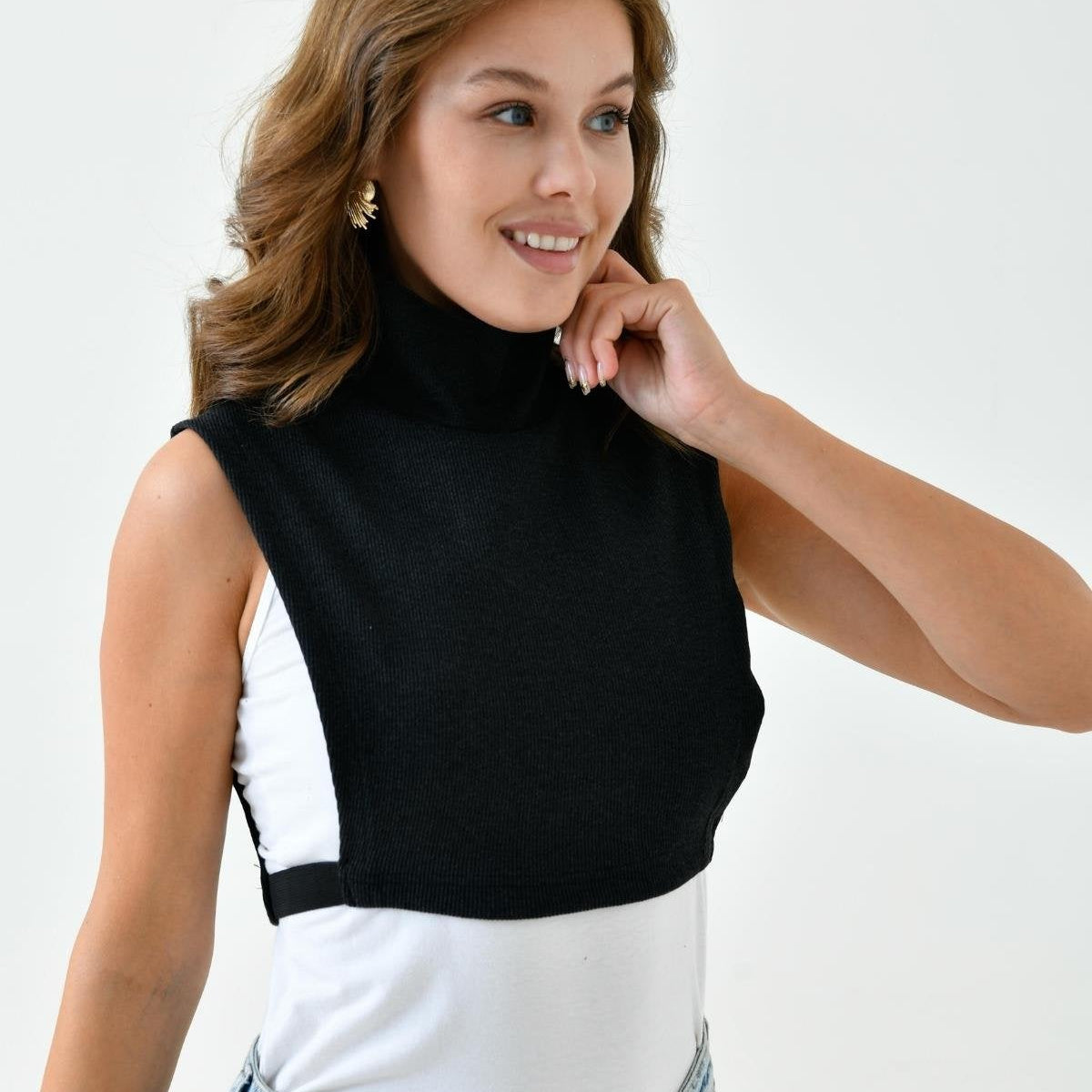 Boyunluklu kolluk tasarımı ile kadın tesettür kolluk günlük stil ürünü