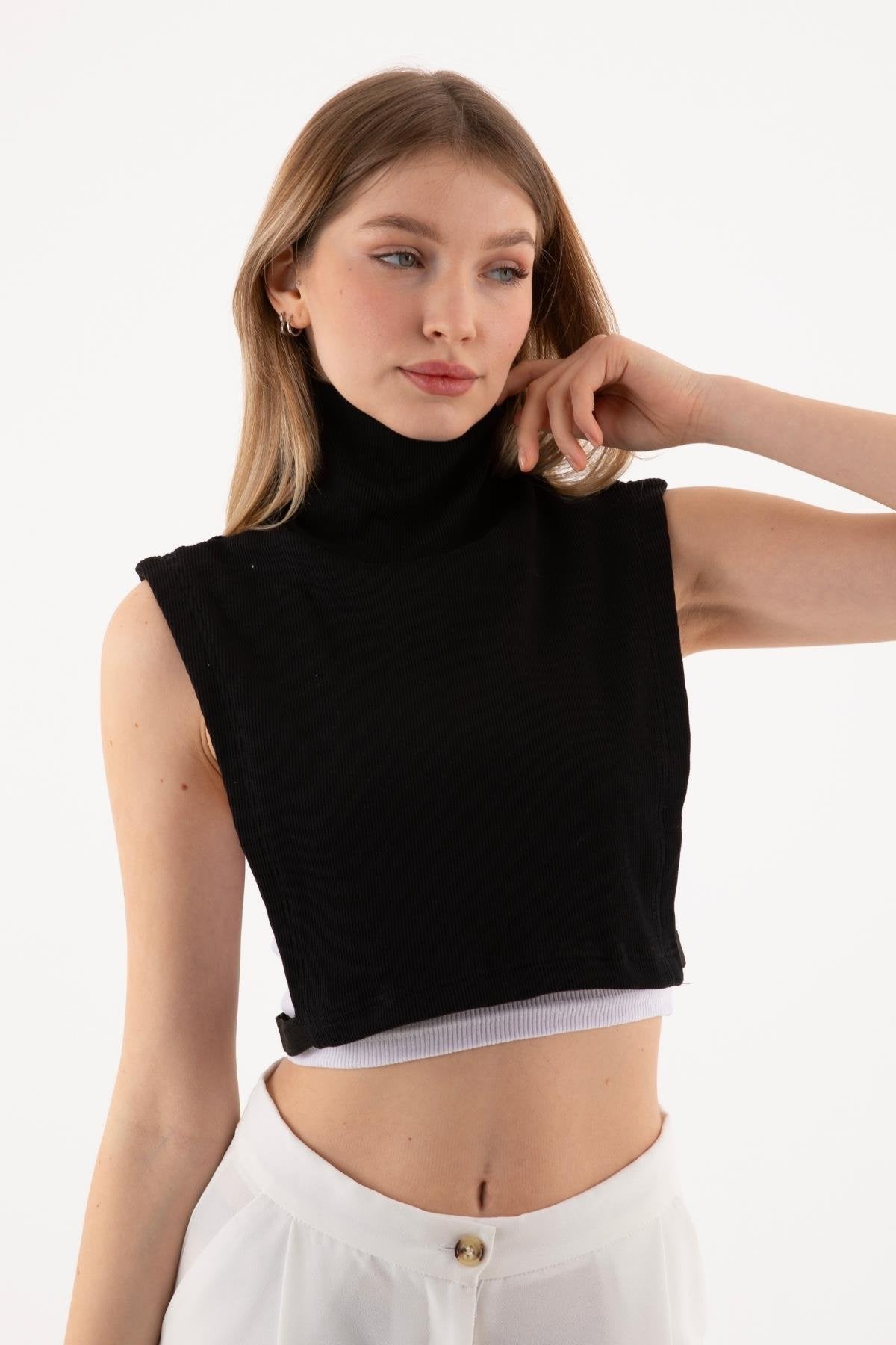 طوق رقبة مضلع مغطى بالكامل للصيادين - أسود