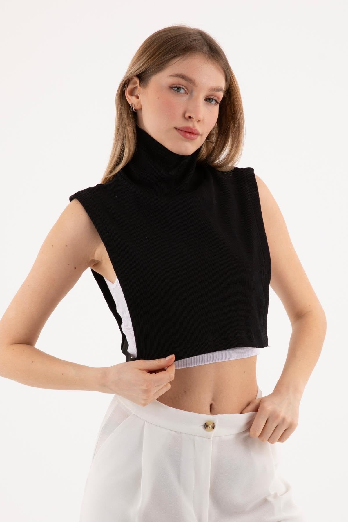 طوق رقبة مضلع مغطى بالكامل للصيادين - أسود