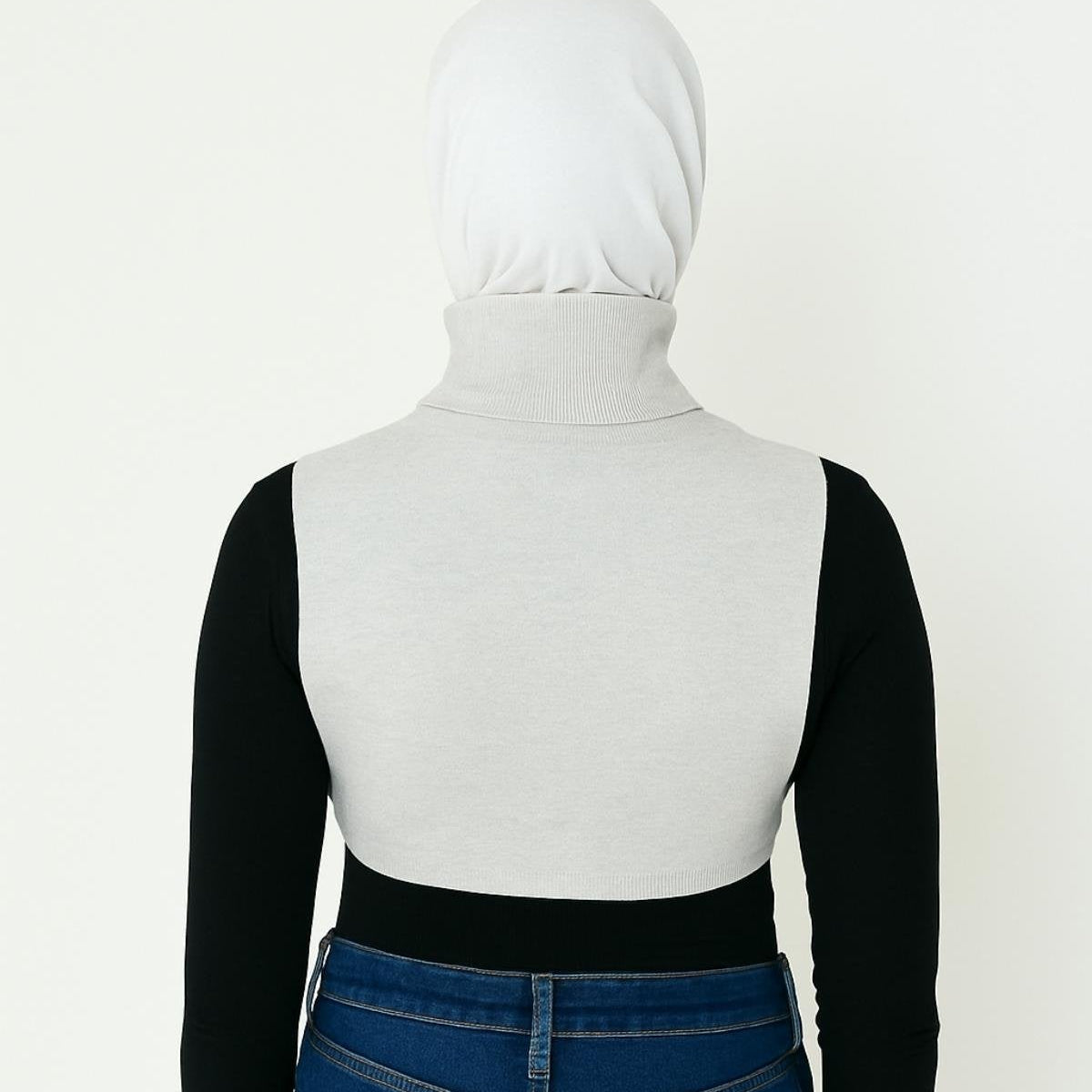 Penye tesettür boyunluk ve uzun kolluk kombinasyonu