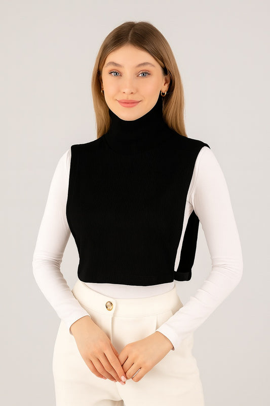 Tam Kapalı Balıkçı Yaka Kolsuz Boyunluk Modeli