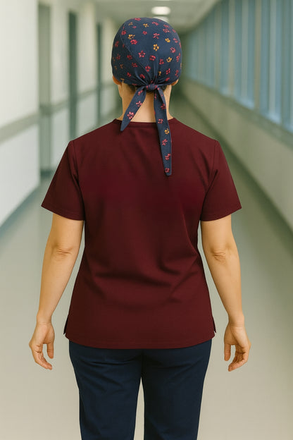 Tek Üst 4 Cepli Scrubs Forma - Bordo