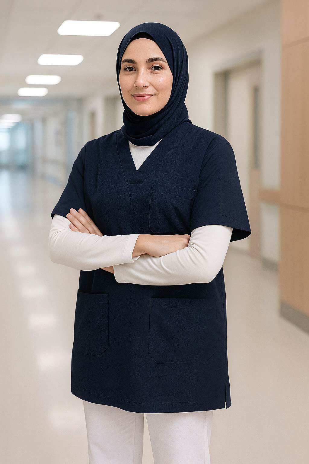 Tek Üst 4 Cepli Scrubs Forma - Lacivert