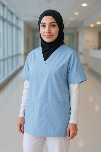 Tek Üst 4 Cepli Scrubs Forma - Mavi