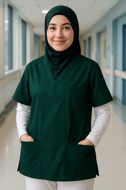 Single Top 4 Pocket Scrubs Jersey - Green