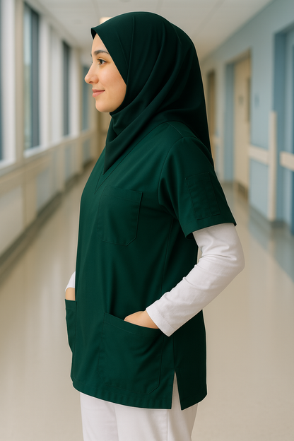Single Top 4 Pocket Scrubs Jersey - Green