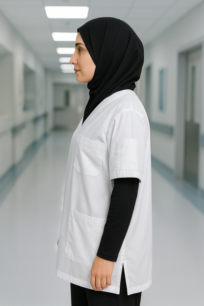 Tek Üst 4 Cepli Scrubs Forma - Beyaz