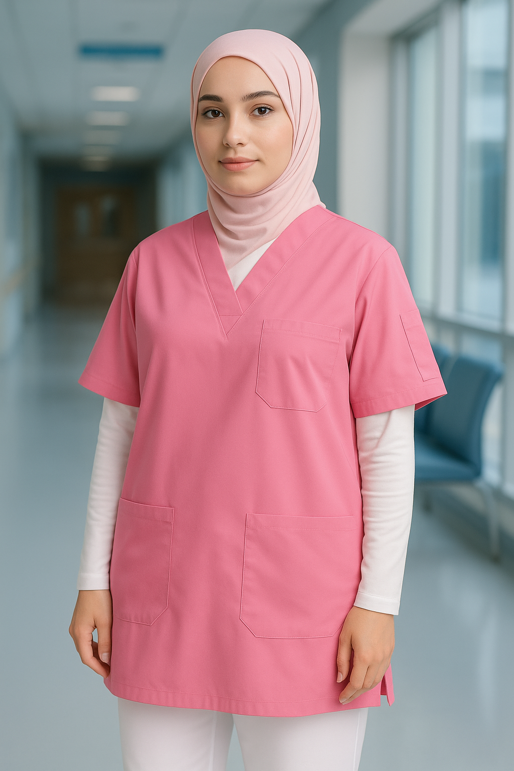 Single Top 4 Pocket Scrubs Jersey - Candy Pink