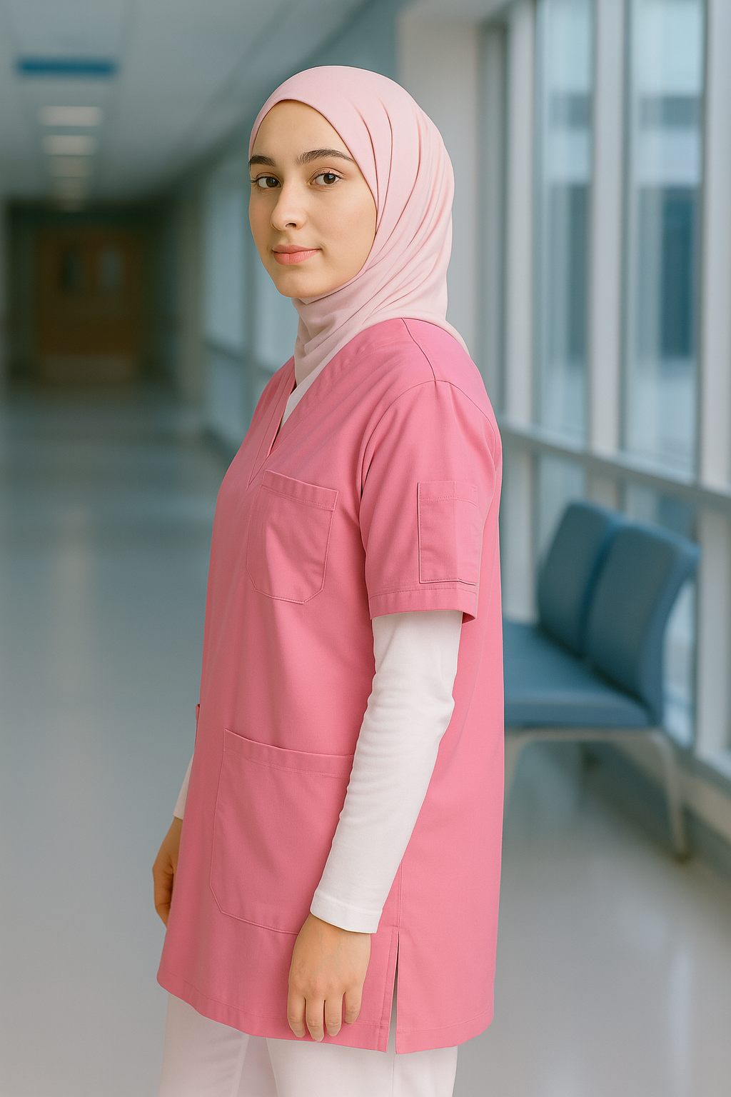 Single Top 4 Pocket Scrubs Jersey - Candy Pink