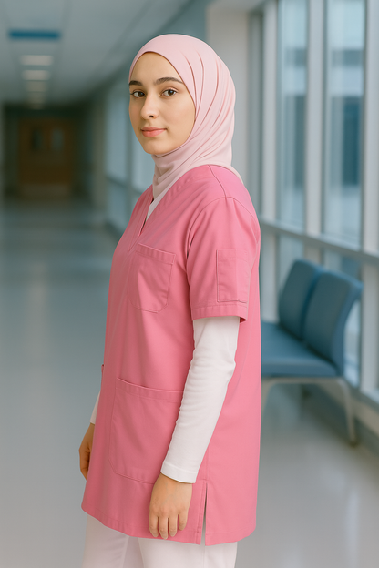 Single Top 4 Pocket Scrubs Jersey - Candy Pink
