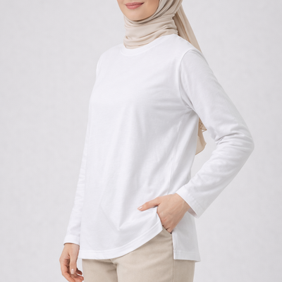 Kadın Beyaz Dökümlü Tunik (Bandana Hediyeli)