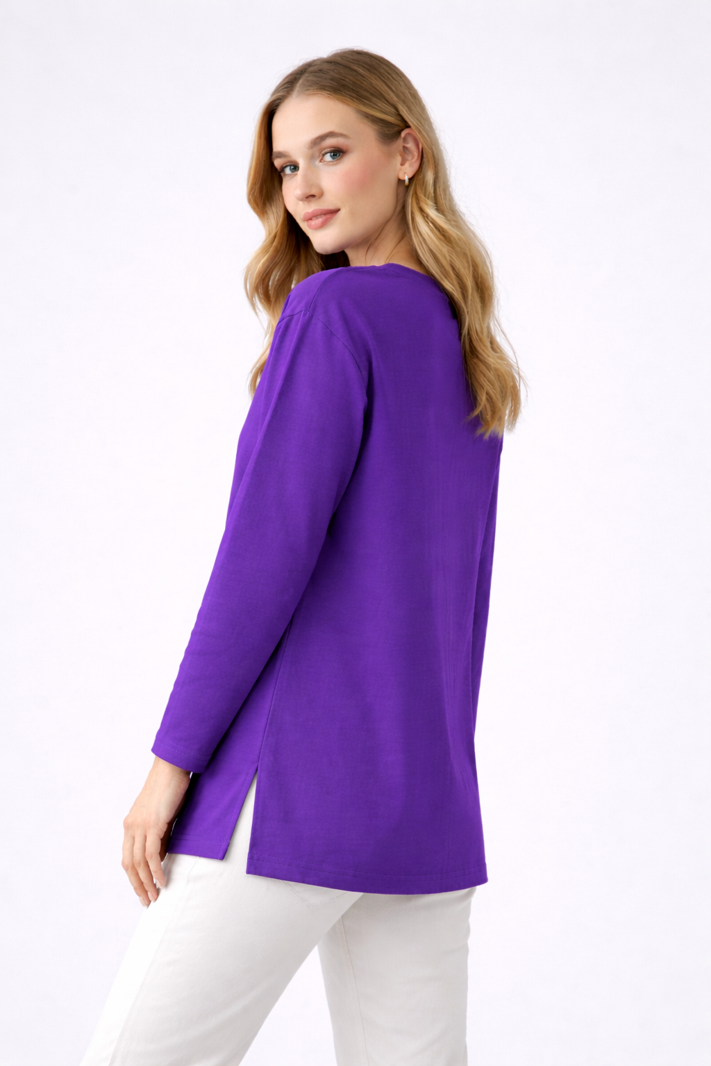 Uzun Kollu Tunik (Bandana Hediyeli) - Mor