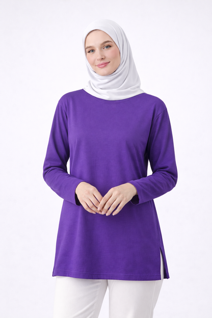Uzun Kollu Tunik (Bandana Hediyeli) - Mor