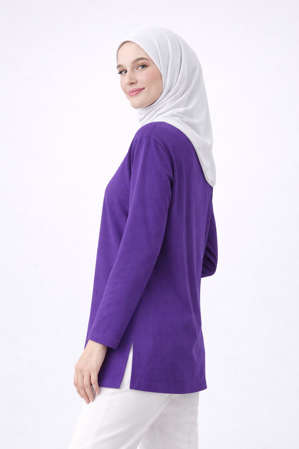 Uzun Kollu Tunik (Bandana Hediyeli) - Mor