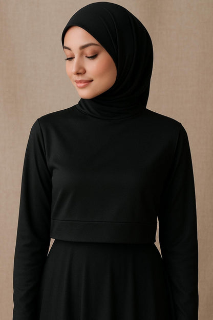 Uzun Kollu Crop Boyunluk - Siyah