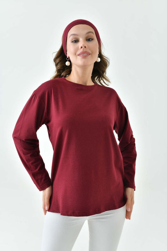 Uzun Kollu Tunik (Bandana Hediyeli) - Bordo