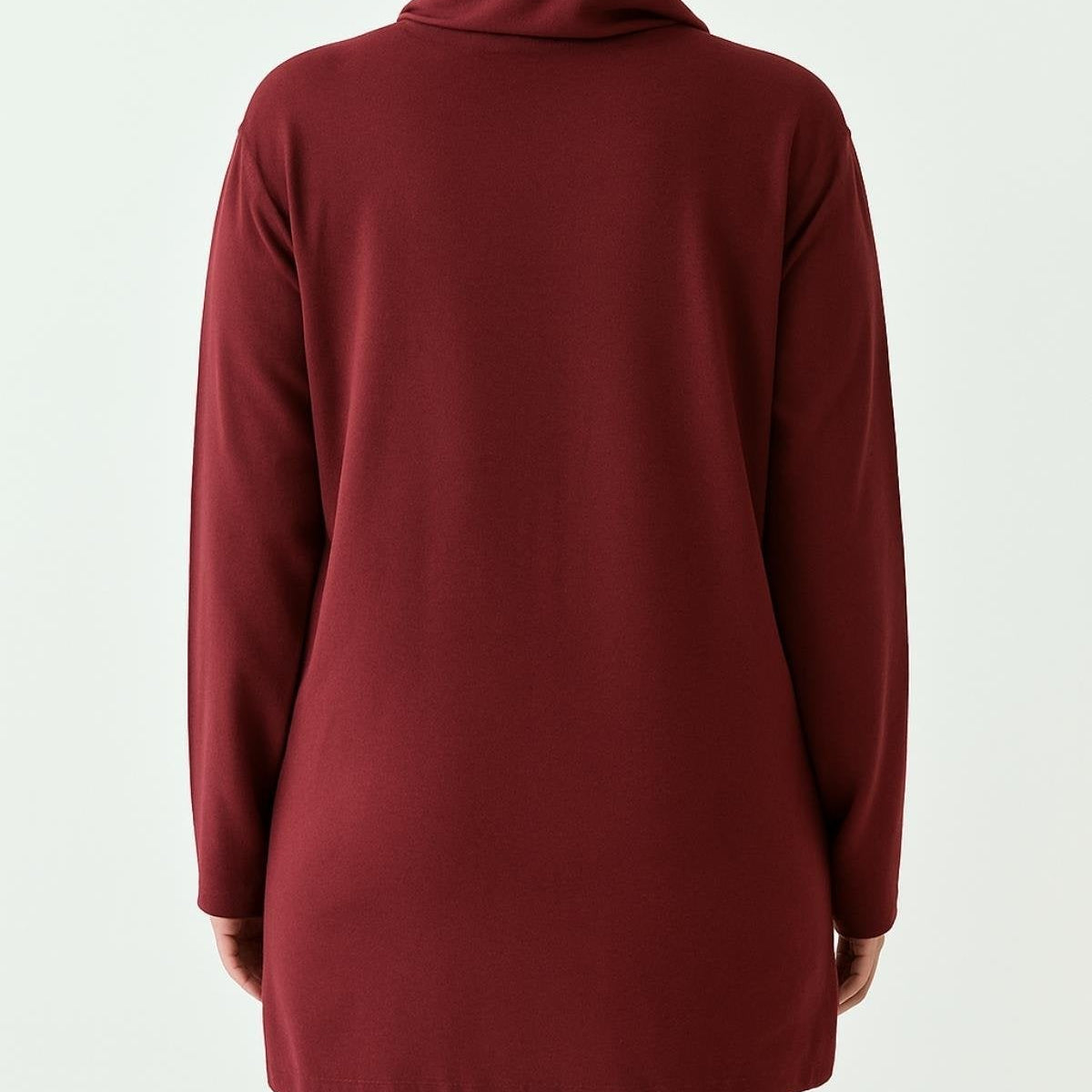 Yeni sezon tesettür tunik modelleri bordo rahat kesim uzun tunik