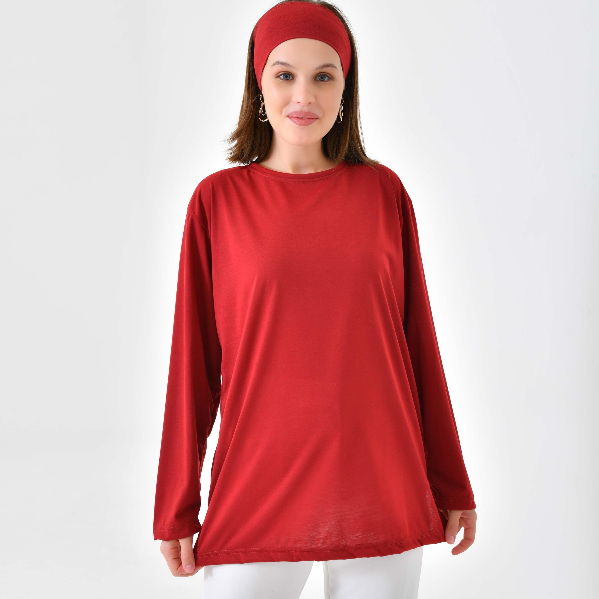 Kadın tesettür giyim tunik uzun kollu sade şık tunik modeli