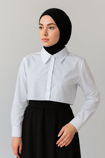 Shirt Sleeve Half Shirt - White
