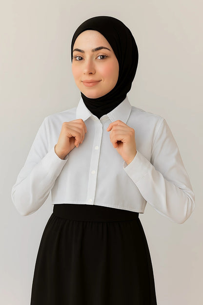 Shirt Sleeve Half Shirt - White
