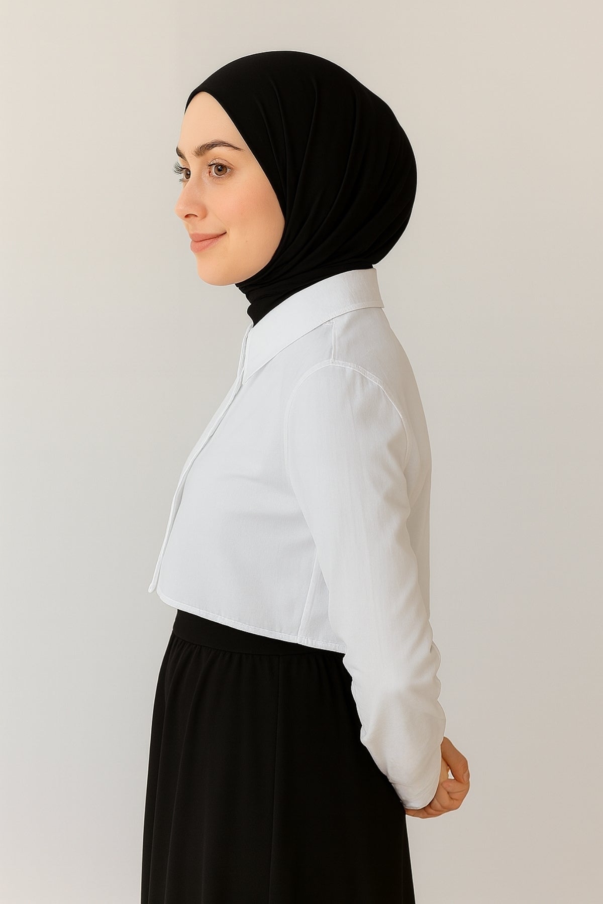 Shirt Sleeve Half Shirt - White