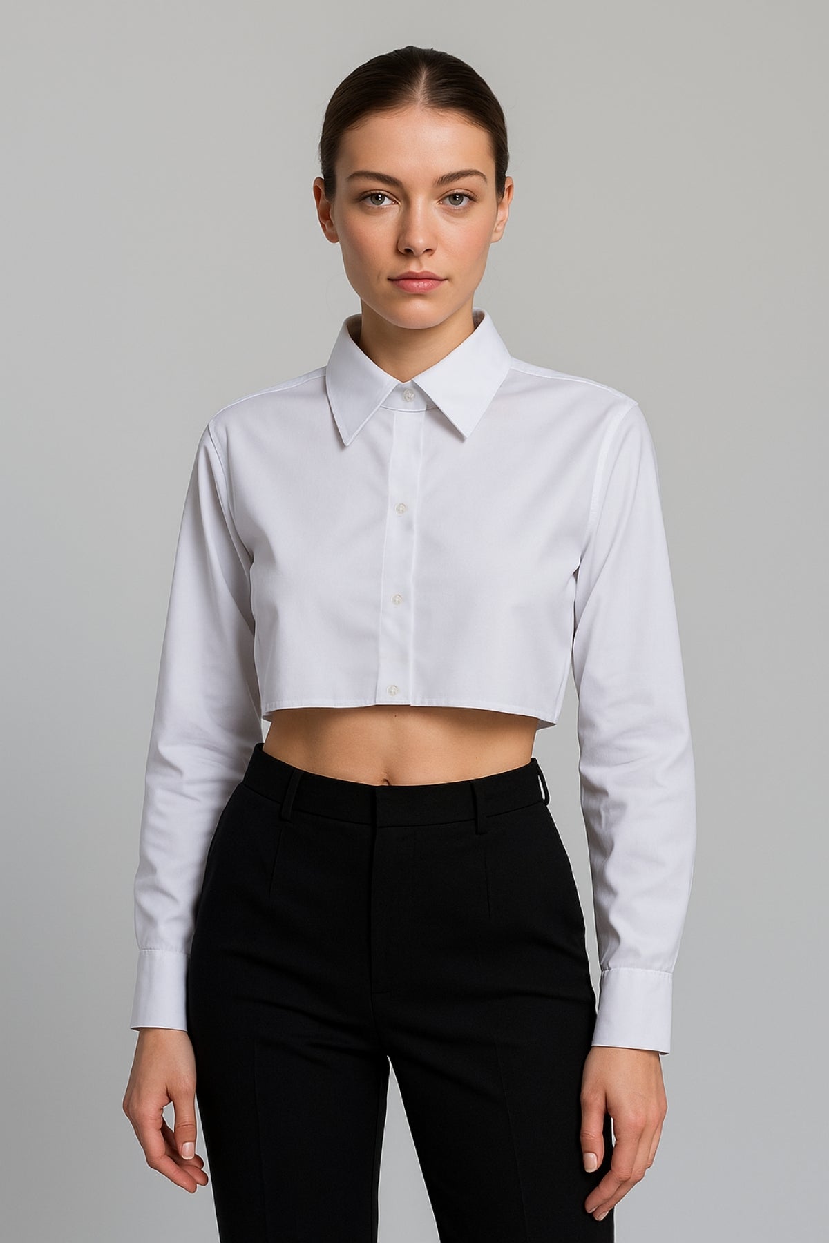 Shirt Sleeve Half Shirt - White