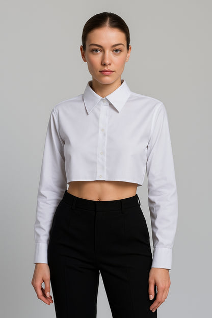 Shirt Sleeve Half Shirt - White