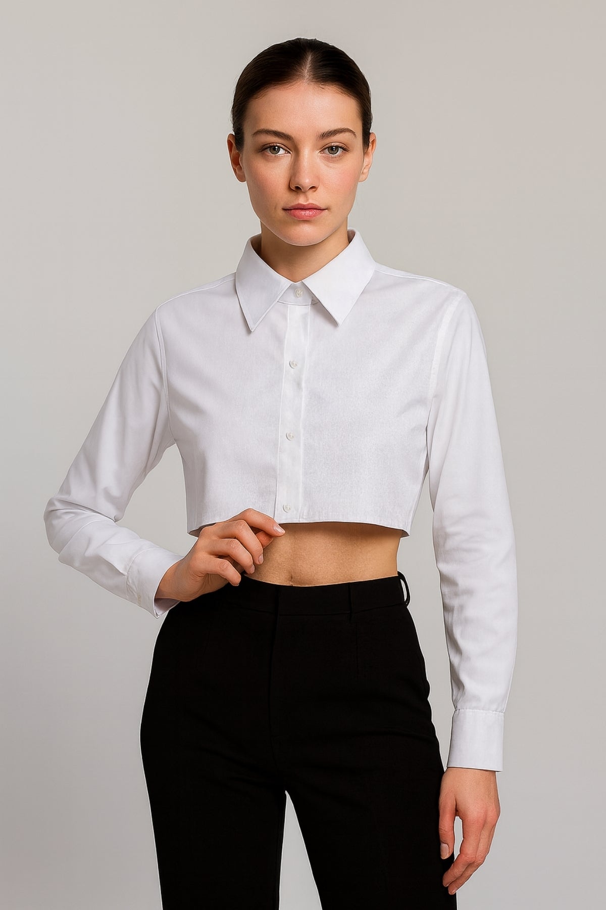 Shirt Sleeve Half Shirt - White