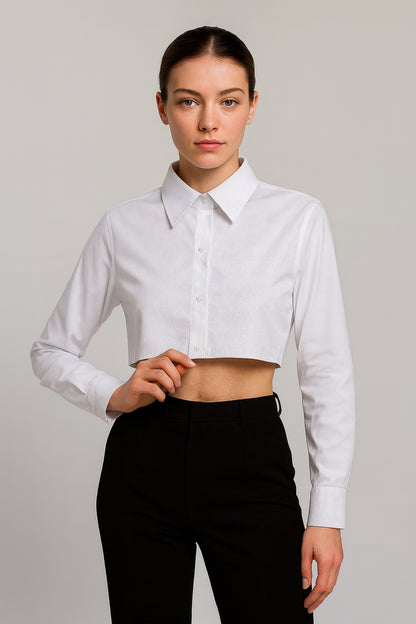 Shirt Sleeve Half Shirt - White