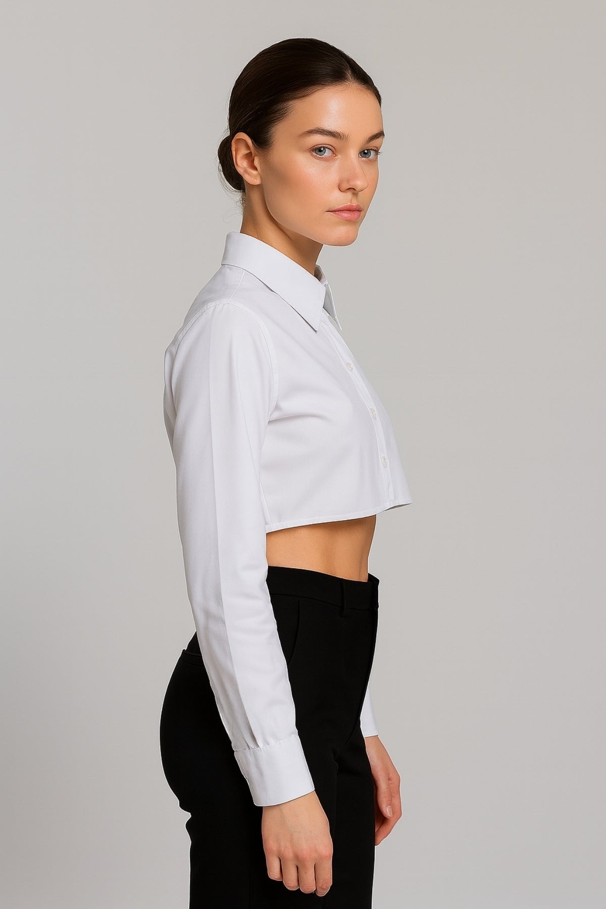 Shirt Sleeve Half Shirt - White