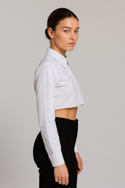 Shirt Sleeve Half Shirt - White