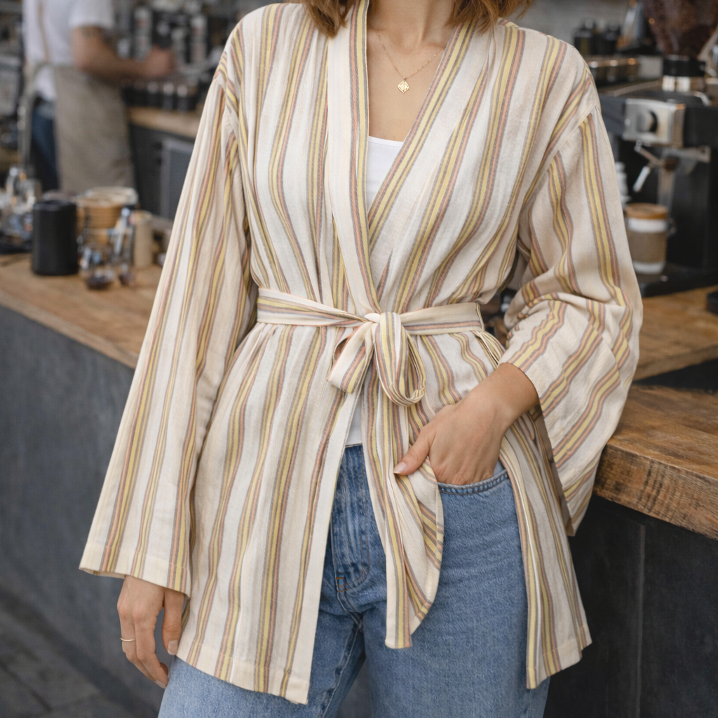 Tesettür giyim tunik çizgili yazlık tunik modeli