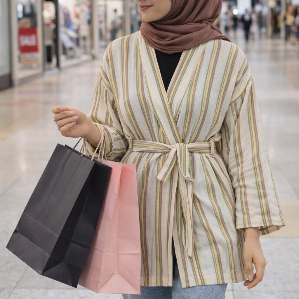 Yazlık tunikler arasında öne çıkan çizgili tunik