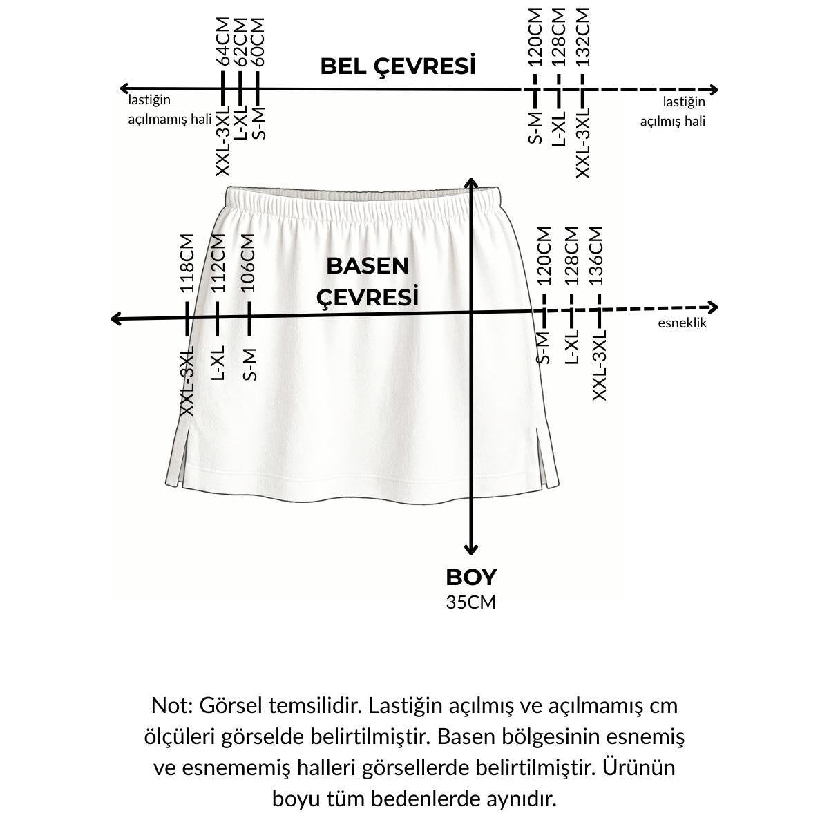 Düz Kesim Beyaz Etek Ucu Uzatıcı