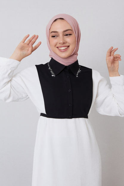 Zincirli Gömlek Yakası - Siyah